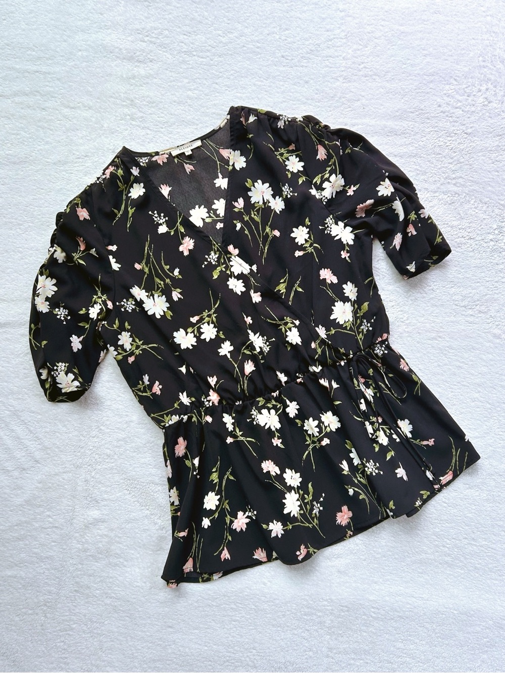 pleione floral wrap peplum blouse